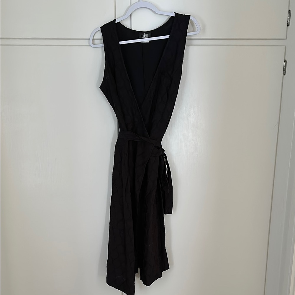 Gish Black Polka Dot Wrap Sundress Dress